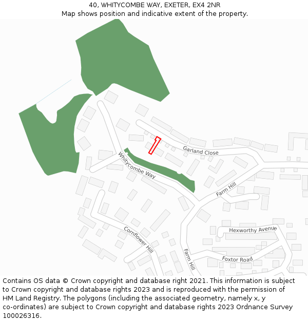 40, WHITYCOMBE WAY, EXETER, EX4 2NR: Location map and indicative extent of plot