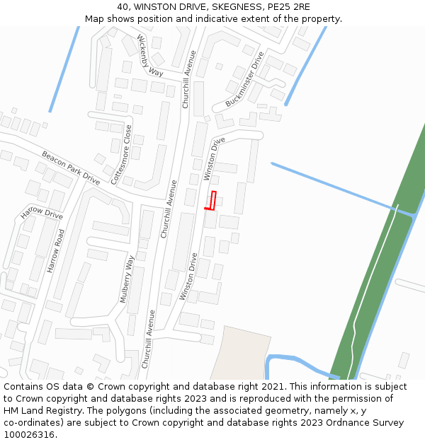 40, WINSTON DRIVE, SKEGNESS, PE25 2RE: Location map and indicative extent of plot
