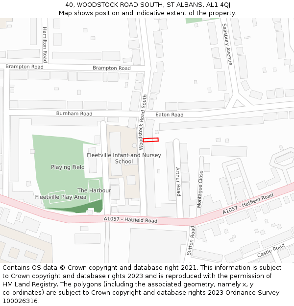 40, WOODSTOCK ROAD SOUTH, ST ALBANS, AL1 4QJ: Location map and indicative extent of plot
