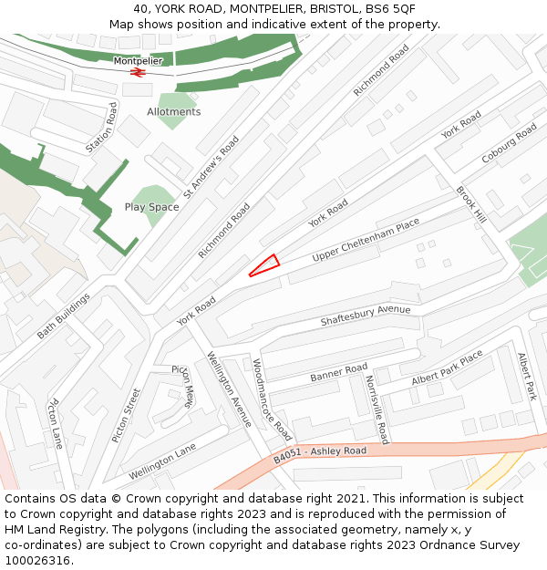 40, YORK ROAD, MONTPELIER, BRISTOL, BS6 5QF: Location map and indicative extent of plot