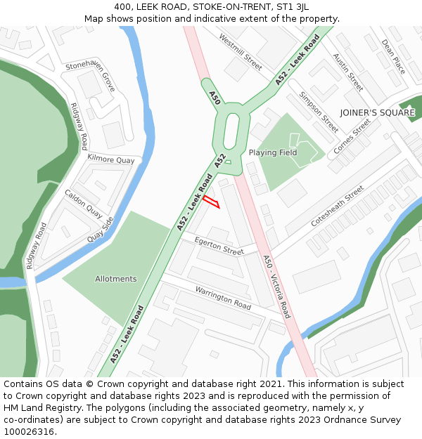 400, LEEK ROAD, STOKE-ON-TRENT, ST1 3JL: Location map and indicative extent of plot