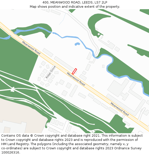 400, MEANWOOD ROAD, LEEDS, LS7 2LP: Location map and indicative extent of plot