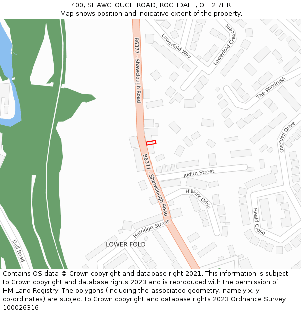400, SHAWCLOUGH ROAD, ROCHDALE, OL12 7HR: Location map and indicative extent of plot