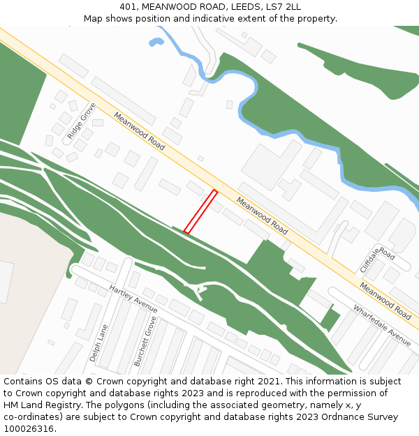 401, MEANWOOD ROAD, LEEDS, LS7 2LL: Location map and indicative extent of plot