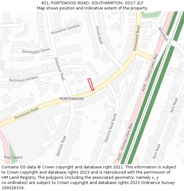 401, PORTSWOOD ROAD, SOUTHAMPTON, SO17 2LF: Location map and indicative extent of plot