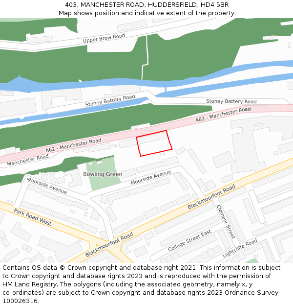 403, MANCHESTER ROAD, HUDDERSFIELD, HD4 5BR: Location map and indicative extent of plot
