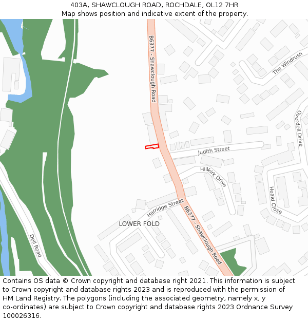 403A, SHAWCLOUGH ROAD, ROCHDALE, OL12 7HR: Location map and indicative extent of plot