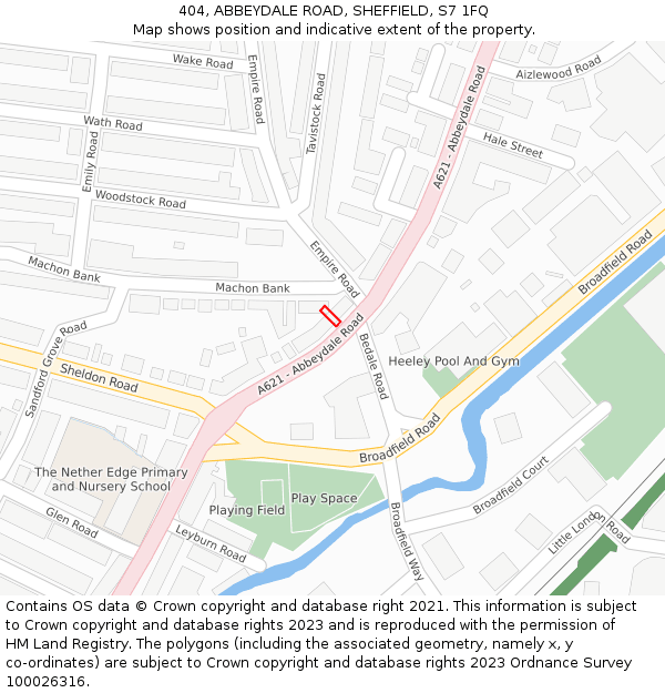 404, ABBEYDALE ROAD, SHEFFIELD, S7 1FQ: Location map and indicative extent of plot