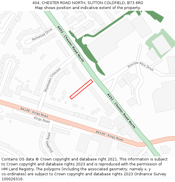 404, CHESTER ROAD NORTH, SUTTON COLDFIELD, B73 6RG: Location map and indicative extent of plot