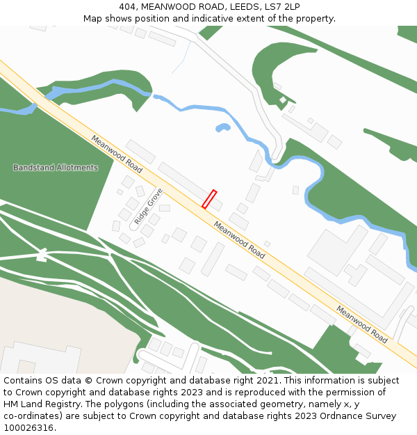 404, MEANWOOD ROAD, LEEDS, LS7 2LP: Location map and indicative extent of plot