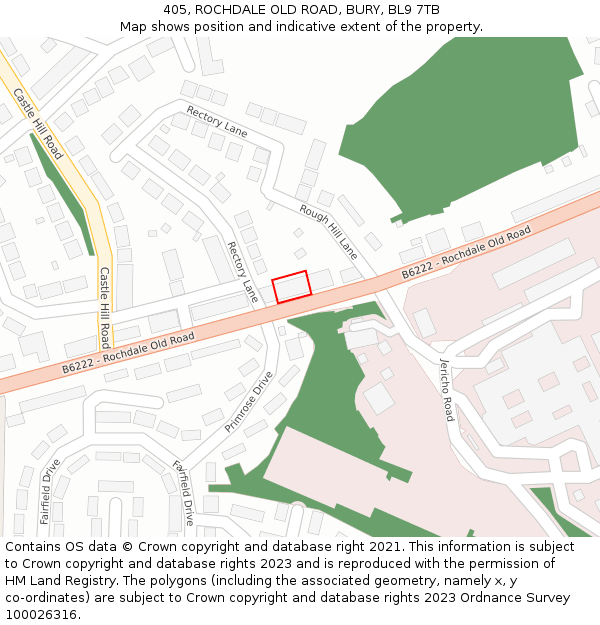 405, ROCHDALE OLD ROAD, BURY, BL9 7TB: Location map and indicative extent of plot