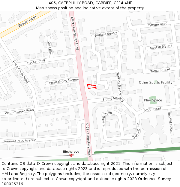406, CAERPHILLY ROAD, CARDIFF, CF14 4NF: Location map and indicative extent of plot