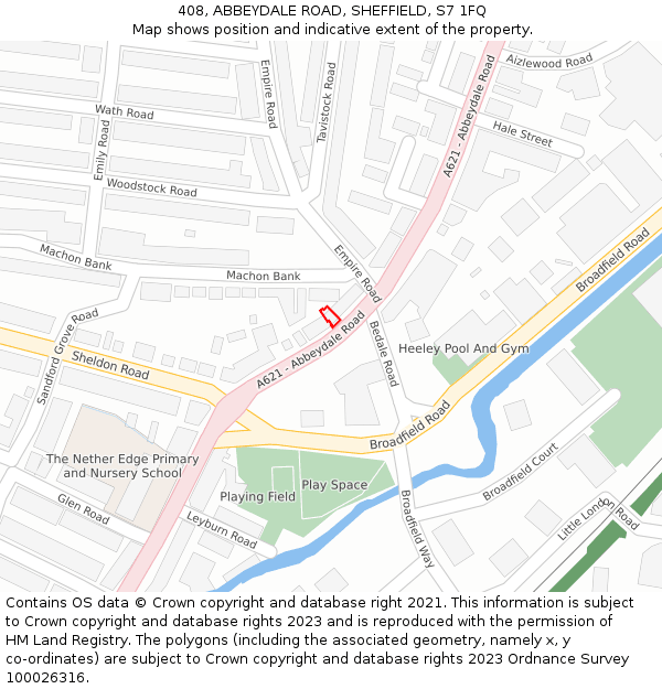 408, ABBEYDALE ROAD, SHEFFIELD, S7 1FQ: Location map and indicative extent of plot