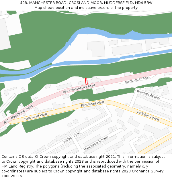 408, MANCHESTER ROAD, CROSLAND MOOR, HUDDERSFIELD, HD4 5BW: Location map and indicative extent of plot
