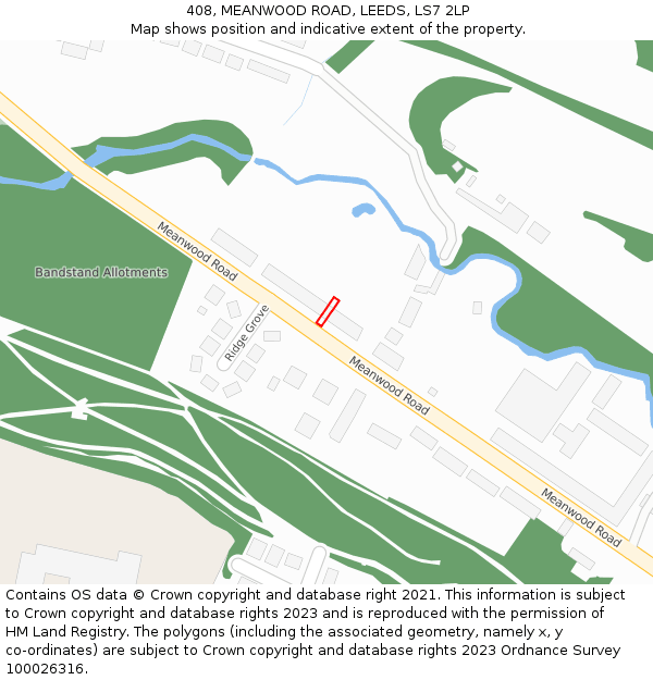 408, MEANWOOD ROAD, LEEDS, LS7 2LP: Location map and indicative extent of plot