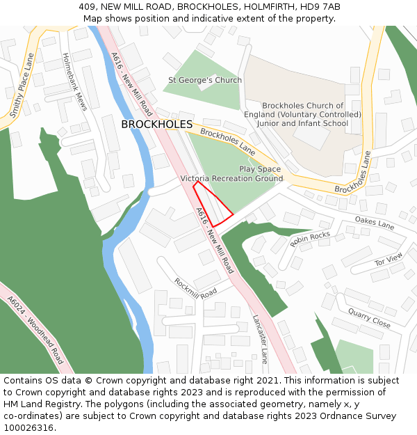 409, NEW MILL ROAD, BROCKHOLES, HOLMFIRTH, HD9 7AB: Location map and indicative extent of plot