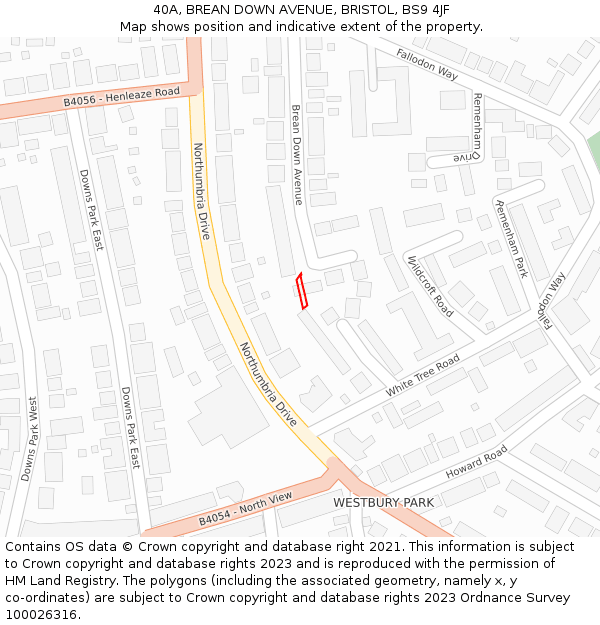 40A, BREAN DOWN AVENUE, BRISTOL, BS9 4JF: Location map and indicative extent of plot