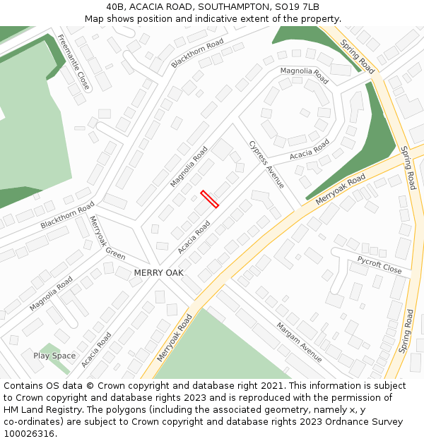 40B, ACACIA ROAD, SOUTHAMPTON, SO19 7LB: Location map and indicative extent of plot