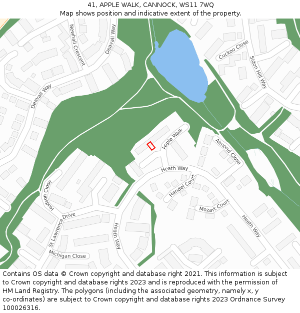 41, APPLE WALK, CANNOCK, WS11 7WQ: Location map and indicative extent of plot