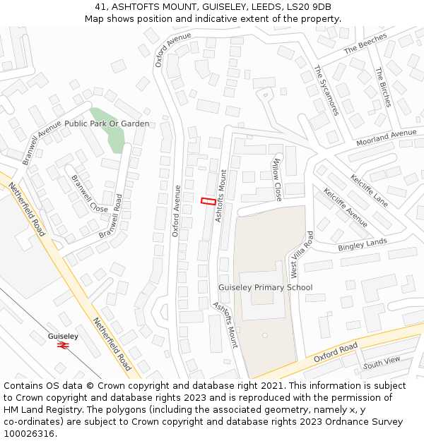 41, ASHTOFTS MOUNT, GUISELEY, LEEDS, LS20 9DB: Location map and indicative extent of plot