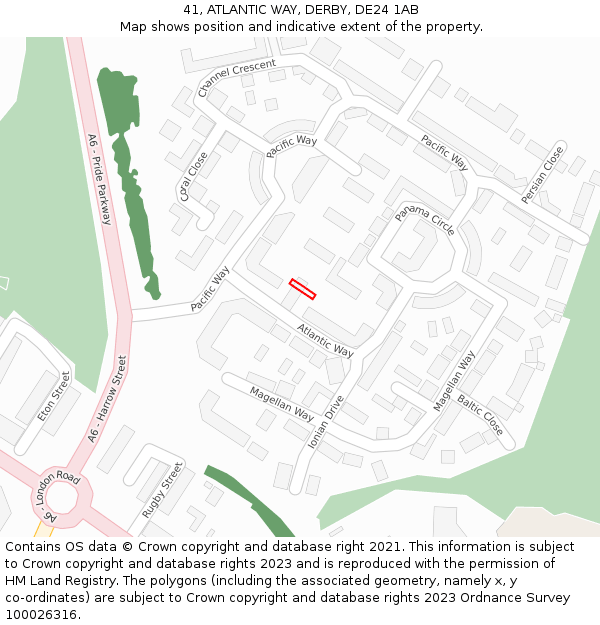 41, ATLANTIC WAY, DERBY, DE24 1AB: Location map and indicative extent of plot