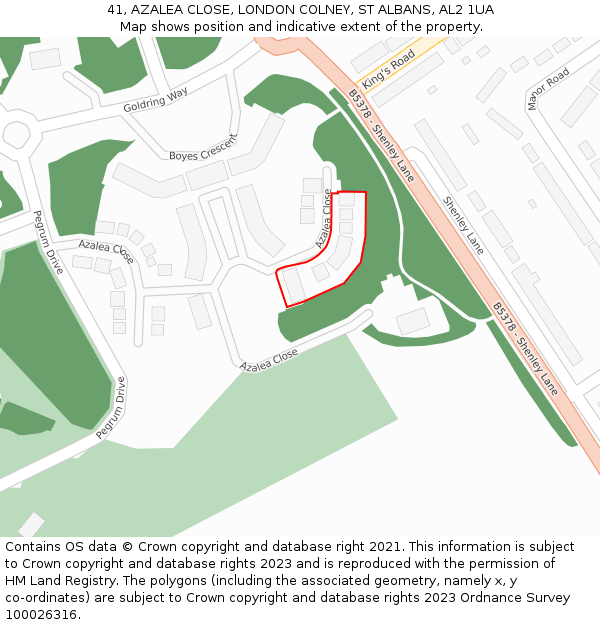 41, AZALEA CLOSE, LONDON COLNEY, ST ALBANS, AL2 1UA: Location map and indicative extent of plot