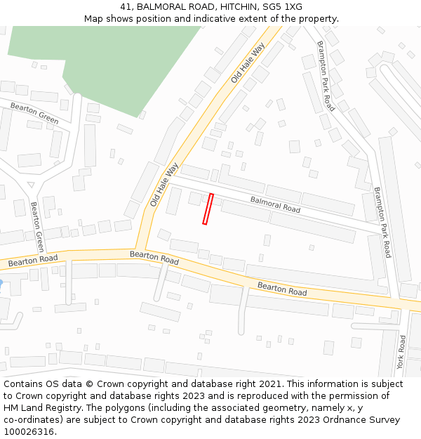41, BALMORAL ROAD, HITCHIN, SG5 1XG: Location map and indicative extent of plot
