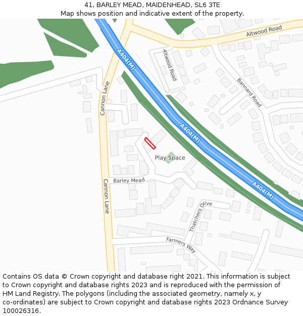 41, BARLEY MEAD, MAIDENHEAD, SL6 3TE: Location map and indicative extent of plot