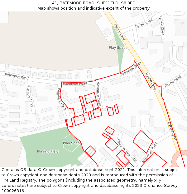 41, BATEMOOR ROAD, SHEFFIELD, S8 8ED: Location map and indicative extent of plot