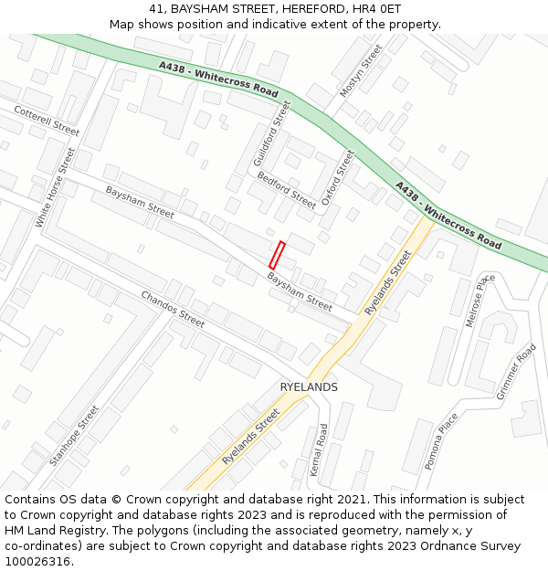 41, BAYSHAM STREET, HEREFORD, HR4 0ET: Location map and indicative extent of plot
