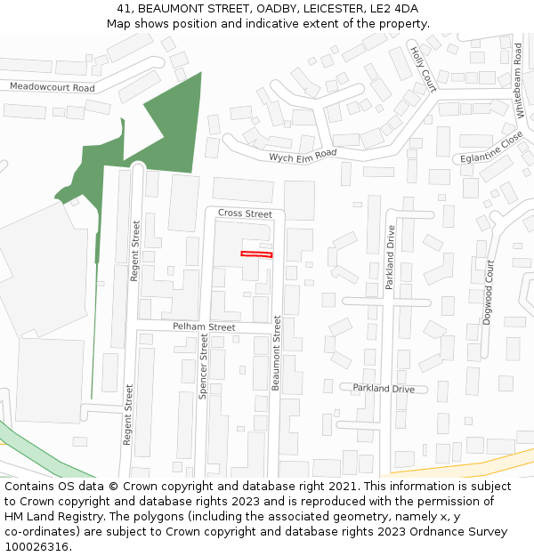41, BEAUMONT STREET, OADBY, LEICESTER, LE2 4DA: Location map and indicative extent of plot