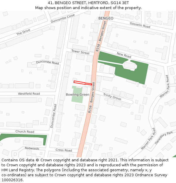 41, BENGEO STREET, HERTFORD, SG14 3ET: Location map and indicative extent of plot