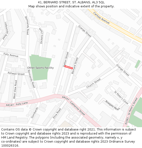 41, BERNARD STREET, ST. ALBANS, AL3 5QL: Location map and indicative extent of plot
