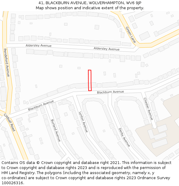 41, BLACKBURN AVENUE, WOLVERHAMPTON, WV6 9JP: Location map and indicative extent of plot