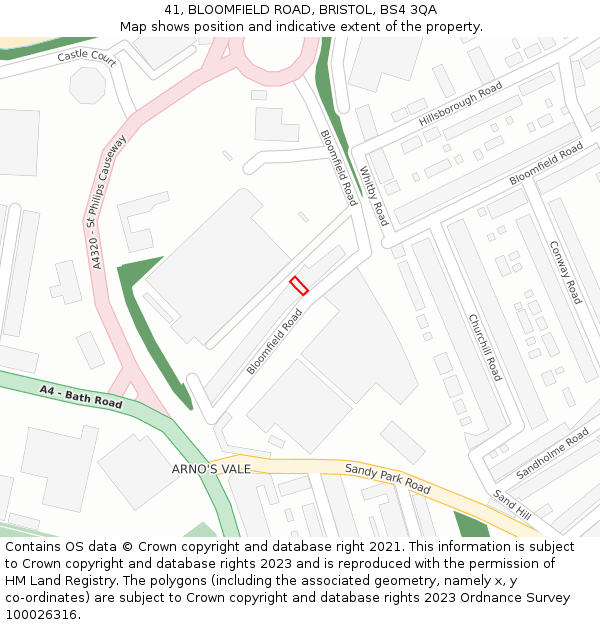 41, BLOOMFIELD ROAD, BRISTOL, BS4 3QA: Location map and indicative extent of plot