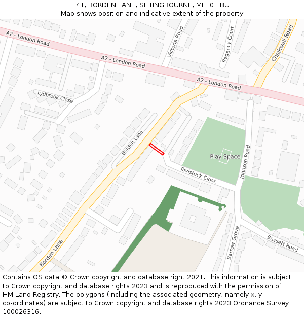 41, BORDEN LANE, SITTINGBOURNE, ME10 1BU: Location map and indicative extent of plot