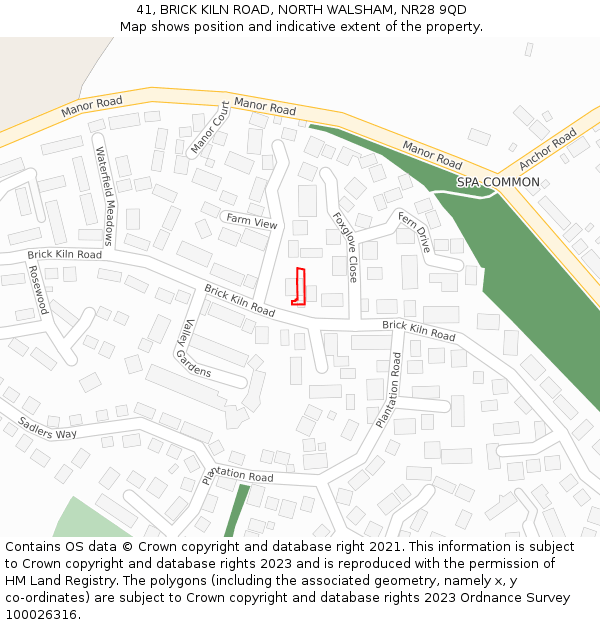 41, BRICK KILN ROAD, NORTH WALSHAM, NR28 9QD: Location map and indicative extent of plot