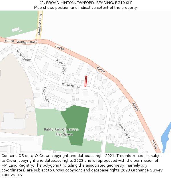 41, BROAD HINTON, TWYFORD, READING, RG10 0LP: Location map and indicative extent of plot