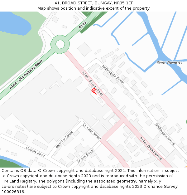41, BROAD STREET, BUNGAY, NR35 1EF: Location map and indicative extent of plot