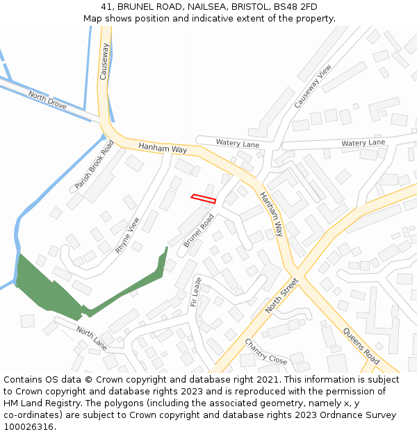 41, BRUNEL ROAD, NAILSEA, BRISTOL, BS48 2FD: Location map and indicative extent of plot