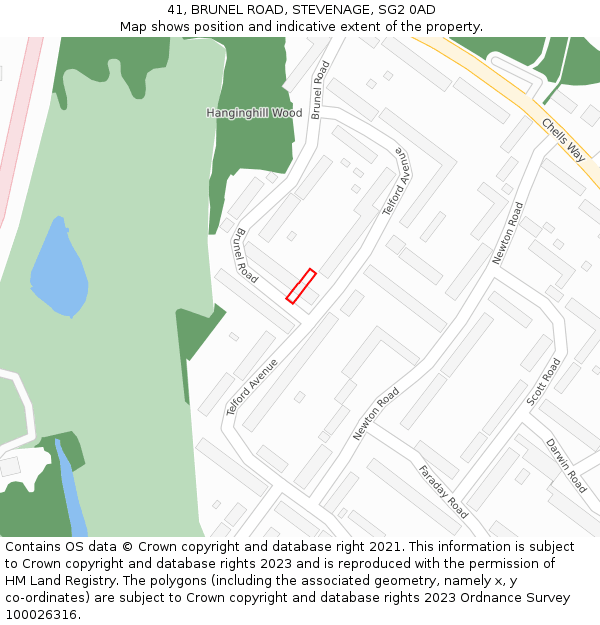 41, BRUNEL ROAD, STEVENAGE, SG2 0AD: Location map and indicative extent of plot