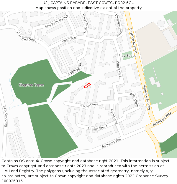 41, CAPTAINS PARADE, EAST COWES, PO32 6GU: Location map and indicative extent of plot