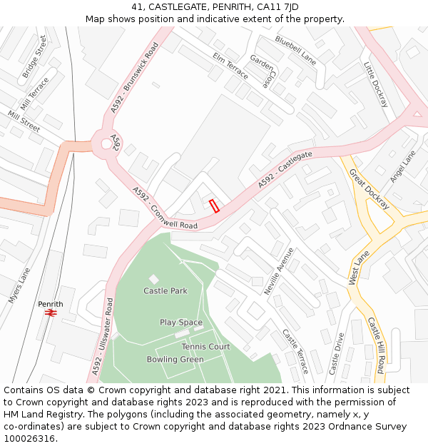 41, CASTLEGATE, PENRITH, CA11 7JD: Location map and indicative extent of plot