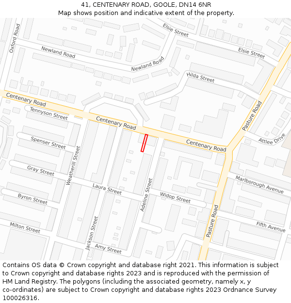 41, CENTENARY ROAD, GOOLE, DN14 6NR: Location map and indicative extent of plot