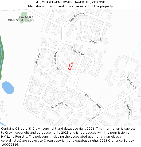 41, CHAPELWENT ROAD, HAVERHILL, CB9 9SB: Location map and indicative extent of plot