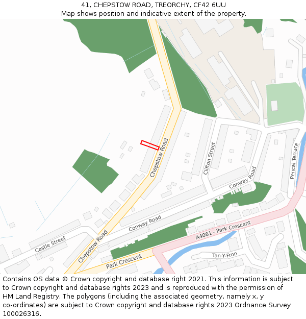 41, CHEPSTOW ROAD, TREORCHY, CF42 6UU: Location map and indicative extent of plot
