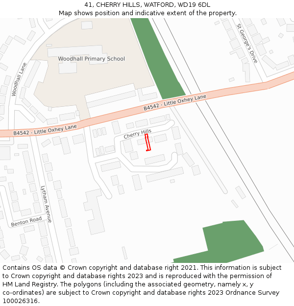 41, CHERRY HILLS, WATFORD, WD19 6DL: Location map and indicative extent of plot
