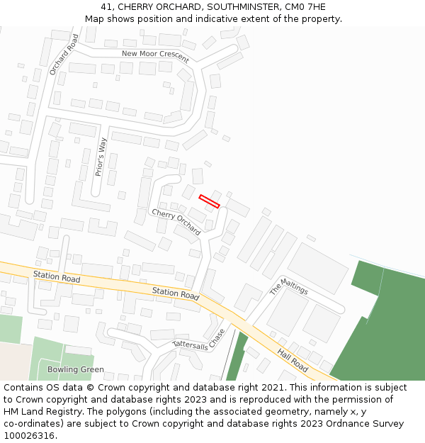 41, CHERRY ORCHARD, SOUTHMINSTER, CM0 7HE: Location map and indicative extent of plot