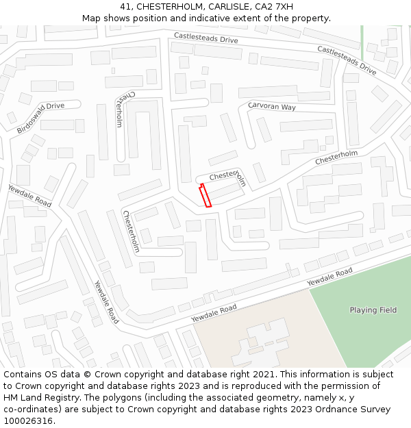 41, CHESTERHOLM, CARLISLE, CA2 7XH: Location map and indicative extent of plot