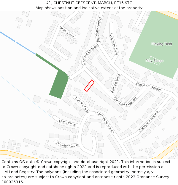 41, CHESTNUT CRESCENT, MARCH, PE15 9TG: Location map and indicative extent of plot